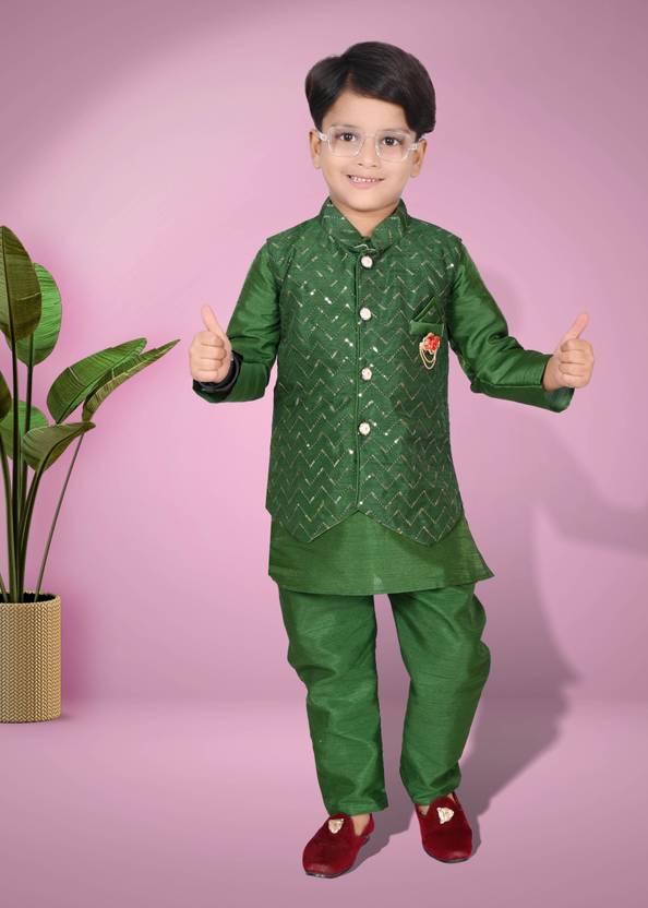 Boys’ Festive Kurta, Waistcoat & Pyjama Set