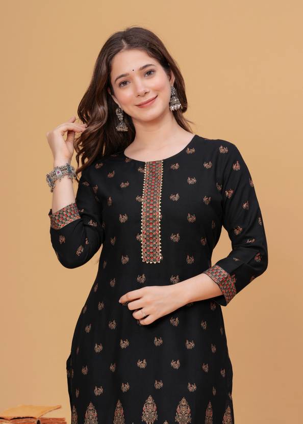 Women A-line Black Below Knee Dress