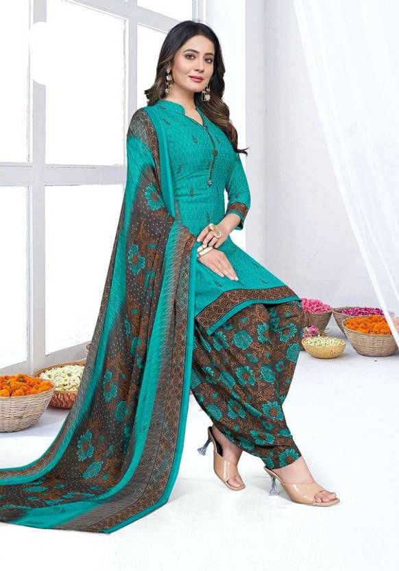 Women Cotton Blend Kurta Patiala Dupatta Set