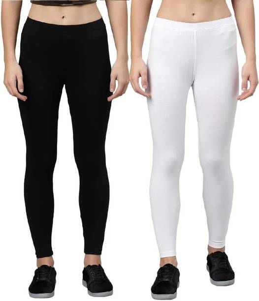 FIT FLICK Churidar Length Ethnic Wear Legging (White, Black, Solid